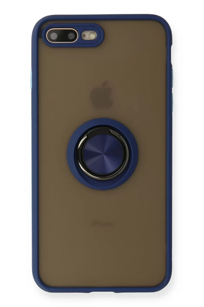 Apple iPhone 7 Plus Kılıf Montreal Yüzüklü Silikon Kapak - Lacivert