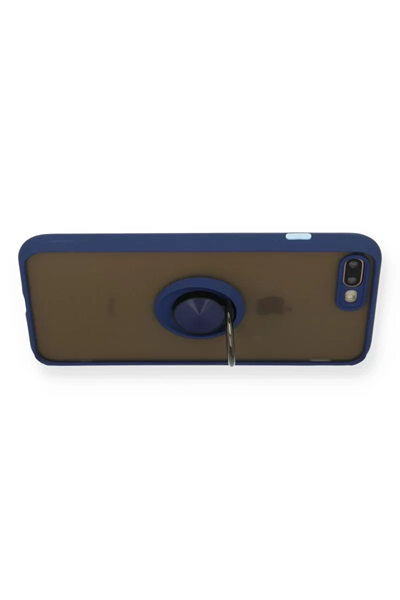 Apple iPhone 7 Plus Kılıf Montreal Yüzüklü Silikon Kapak - Lacivert