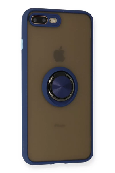 Apple iPhone 7 Plus Kılıf Montreal Yüzüklü Silikon Kapak - Lacivert