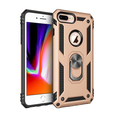 Apple iPhone 7 Plus Kılıf Sofya Yüzüklü Silikon Kapak - Gold