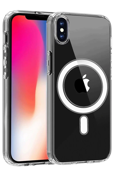 Apple iPhone X Kılıf Magneticsafe Şeffaf Silikon - Şeffaf
