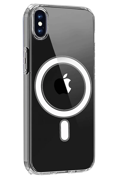 Apple iPhone X Kılıf Magneticsafe Şeffaf Silikon - Şeffaf