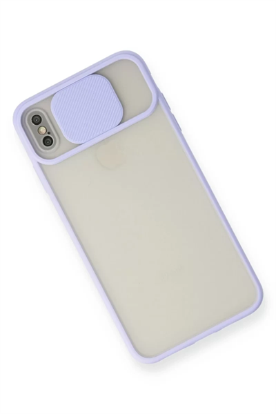 Apple iPhone X Kılıf Palm Buzlu Kamera Sürgülü Silikon - Lila