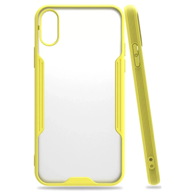 Apple iPhone X Kılıf Platin Silikon - Sarı