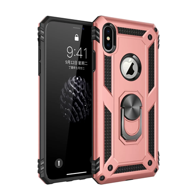 Apple iPhone X Kılıf Sofya Yüzüklü Silikon Kapak - Rose