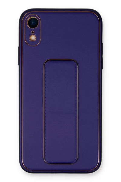 Apple iPhone XR Kılıf Coco Deri Standlı Kapak - Mor
