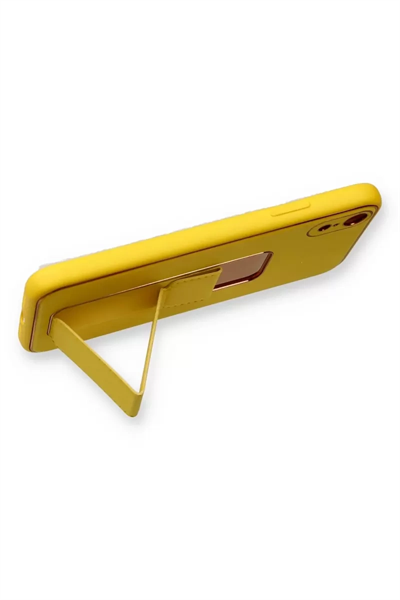 Apple iPhone XR Kılıf Coco Deri Standlı Kapak - Sarı