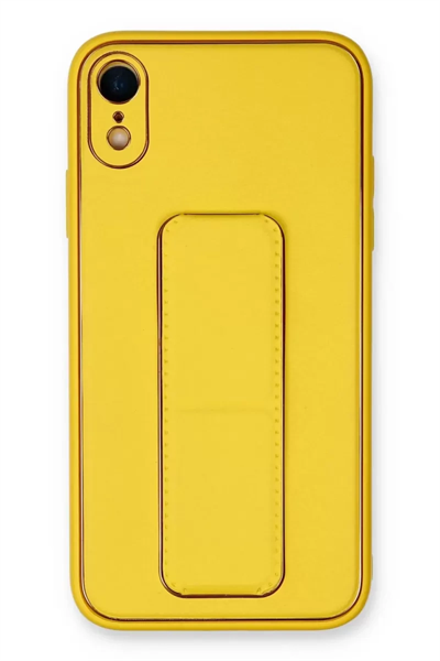 Apple iPhone XR Kılıf Coco Deri Standlı Kapak - Sarı