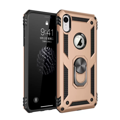 Apple iPhone XR Kılıf Sofya Yüzüklü Silikon Kapak - Gold