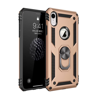 Apple iPhone XR Kılıf Sofya Yüzüklü Silikon Kapak - Gold