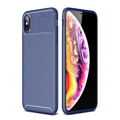 Apple iPhone XS Max Kılıf Auto Focus Karbon Kapak - Lacivert