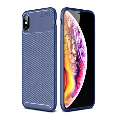 Apple iPhone XS Max Kılıf Auto Focus Karbon Kapak - Lacivert