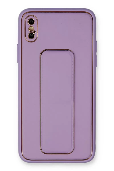 Apple iPhone XS Max Kılıf Coco Deri Standlı Kapak - Koyu Lila