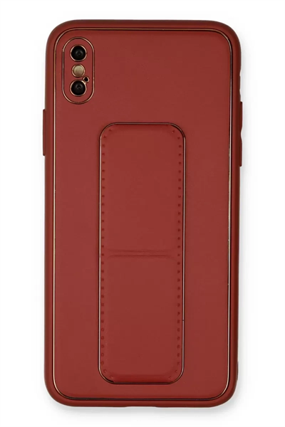 Apple iPhone XS Max Kılıf Coco Deri Standlı Kapak - Fuşya