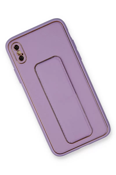 Apple iPhone XS Max Kılıf Coco Deri Standlı Kapak - Koyu Lila