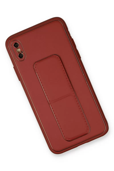 Apple iPhone XS Max Kılıf Coco Deri Standlı Kapak - Fuşya