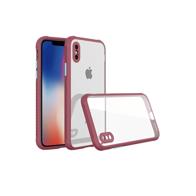 Apple iPhone XS Max Kılıf Miami Şeffaf Silikon - Fuşya
