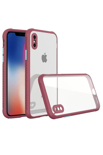 Apple iPhone XS Max Kılıf Miami Şeffaf Silikon - Fuşya