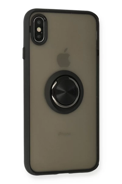 Apple iPhone XS Max Kılıf Montreal Yüzüklü Silikon Kapak - Siyah