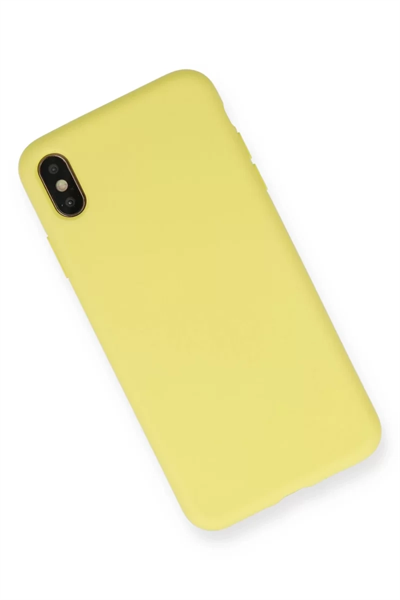 Apple iPhone XS Max Kılıf Nano içi Kadife Silikon - Mat Sarı