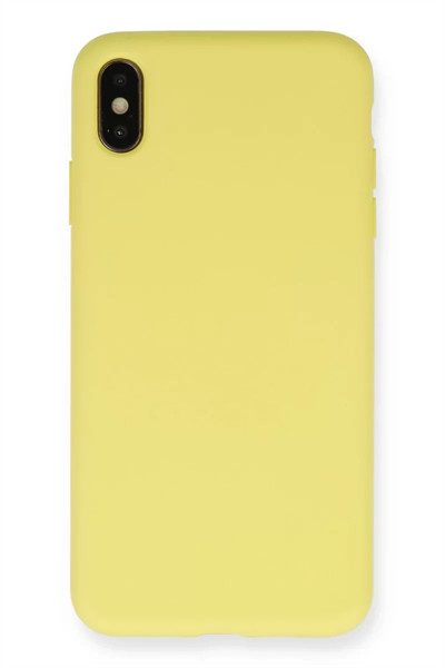 Apple iPhone XS Max Kılıf Nano içi Kadife Silikon - Mat Sarı