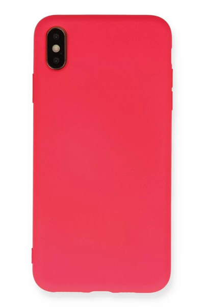 Apple iPhone XS Max Kılıf Nano içi Kadife Silikon - Koyu Pembe