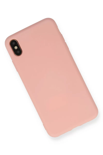 Apple iPhone XS Max Kılıf Nano içi Kadife Silikon - Pudra