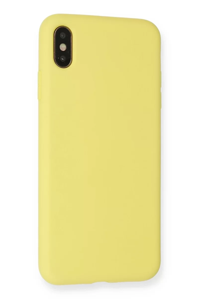 Apple iPhone XS Max Kılıf Nano içi Kadife Silikon - Mat Sarı