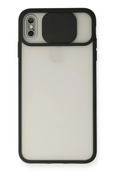 Apple iPhone XS Max Kılıf Palm Buzlu Kamera Sürgülü Silikon - Siyah