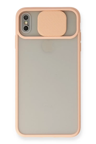 Apple iPhone XS Max Kılıf Palm Buzlu Kamera Sürgülü Silikon - Pembe