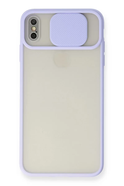 Apple iPhone XS Max Kılıf Palm Buzlu Kamera Sürgülü Silikon - Lila