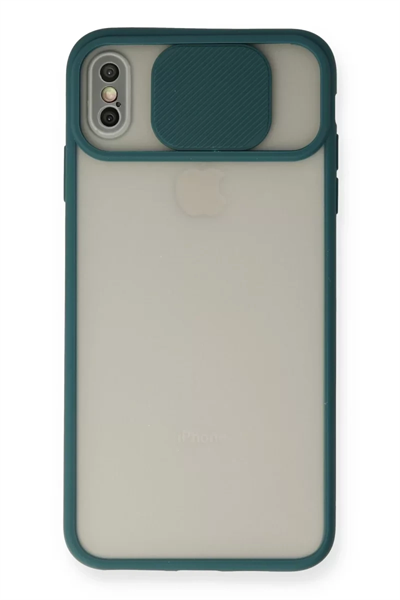 Apple iPhone XS Max Kılıf Palm Buzlu Kamera Sürgülü Silikon - Yeşil