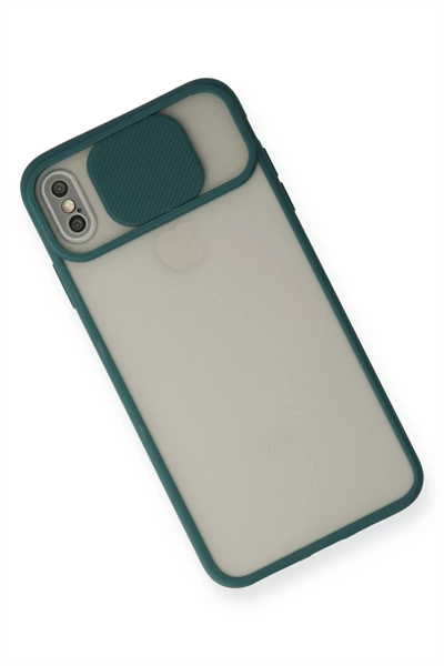 Apple iPhone XS Max Kılıf Palm Buzlu Kamera Sürgülü Silikon - Yeşil