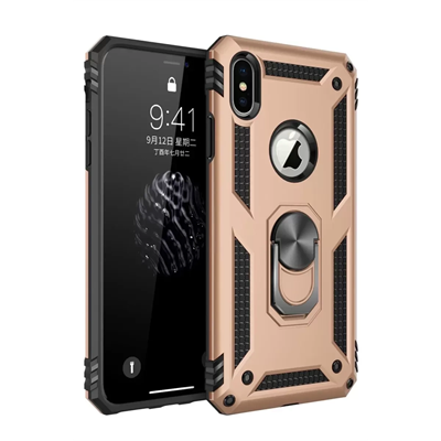 Apple iPhone XS Max Kılıf Sofya Yüzüklü Silikon Kapak - Gold