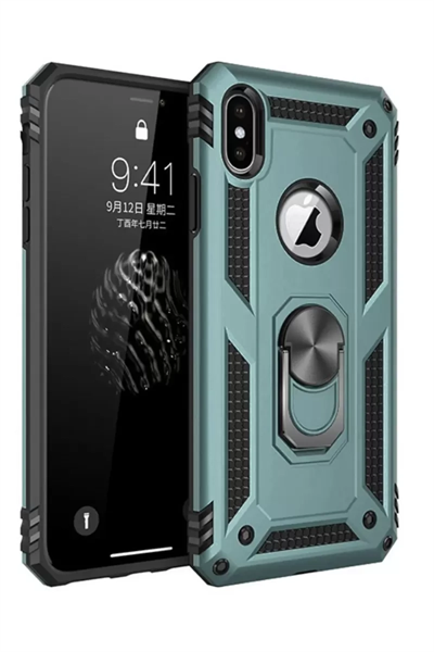 Apple iPhone XS Max Kılıf Sofya Yüzüklü Silikon Kapak - Yeşil