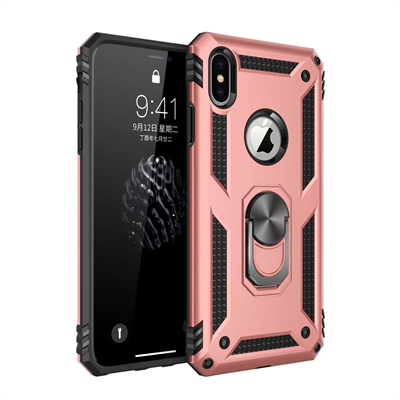 Apple iPhone XS Max Kılıf Sofya Yüzüklü Silikon Kapak - Rose