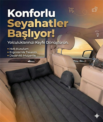 Araç İçi Şişme Yatak Araba Ve Kamp Yatağı Çanta Elektrikli Pompa Tamir Kiti Ve Yastıklı Yatak Seti