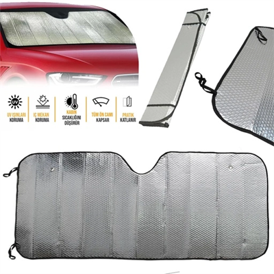 Araç Ön Cam Güneşlik UV ve Isı Koruma Katlanabilir Toyota Corolla Skoda Superb Dacia Duster Ford Focus