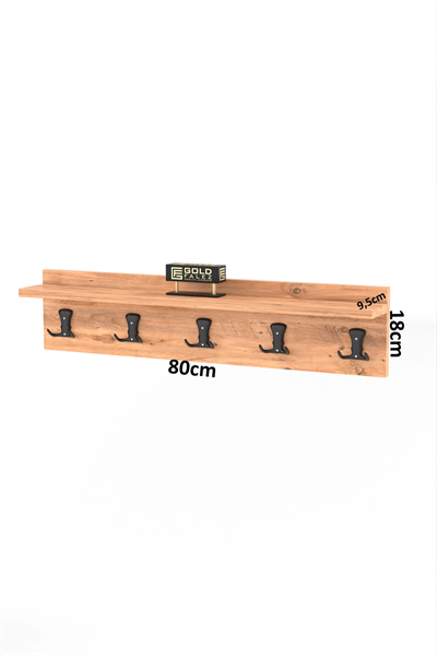 Askılık Duvar Elbise Askılığı Portmanto 80 Cm Ceviz Düz