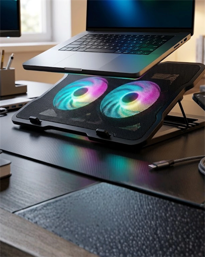 Ayarlanabilir Laptop Soğutucu Çift Fan RGB Işıklı Sessiz Çalışan