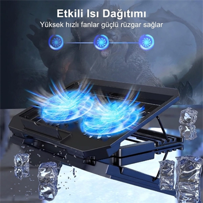 Ayarlanabilir Yükseklik Kademeli Laptop Soğutucu Fan
