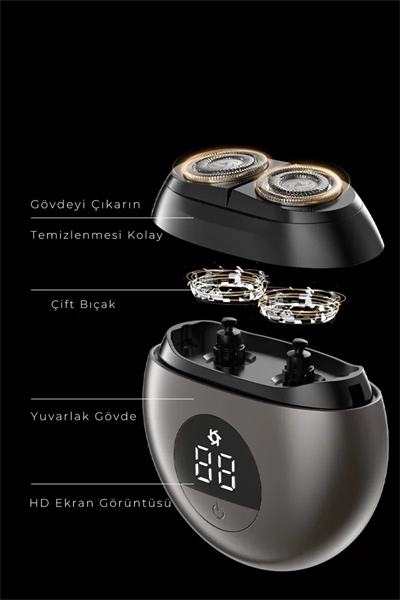 CB-S1 Dijital Şarj Göstergeli Tıraş Makinesi - Gri