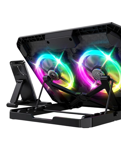 Çift Fanlı Laptop Soğutucu RGB Işıklı Sessiz Notebook Standı
