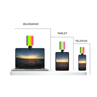 Clip-Fill Taşınabilir Mini RGB Led Selfie Işığı