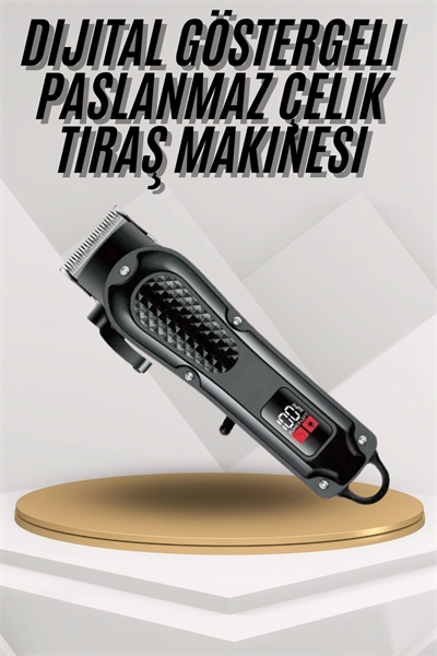 Dijital Profesyonel Kablosuz Saç Sakal Tıraş Makinası Sessiz Paslanmaz Çelik