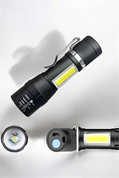 El Feneri Led USB Şarjlı Zoom Mini Led Işık Acil Durum Feneri