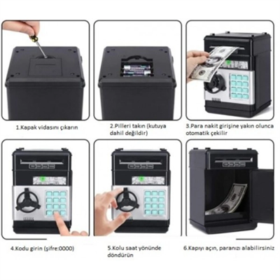 Elektronik Şifreli Kasa Otomatik ATM Kumbara