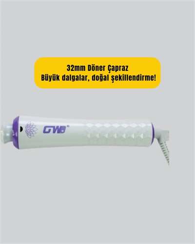 GW Taşınabilir Saç Maşası – 360° Döner Kablo, Negatif İyonlu Seramik Teknoloji