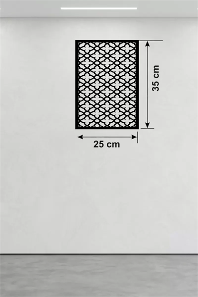 Geometrik Kafes Desenli Ahşap Duvar Tablosu - 25x35 cm Lazer Kesim Dekoratif Pano