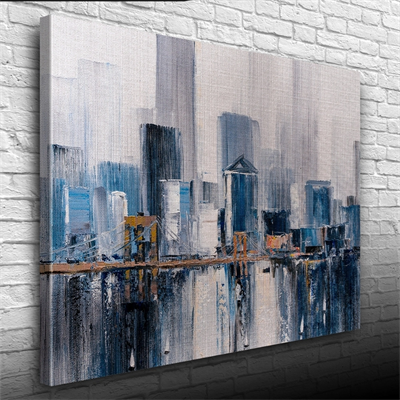 Gökdelenler ile köprünün suya yansıması Yağlıboya Kanvas Tablo 50 x 70